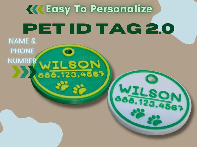 Dog or Cat ID Tag With Phone Number - Customizable