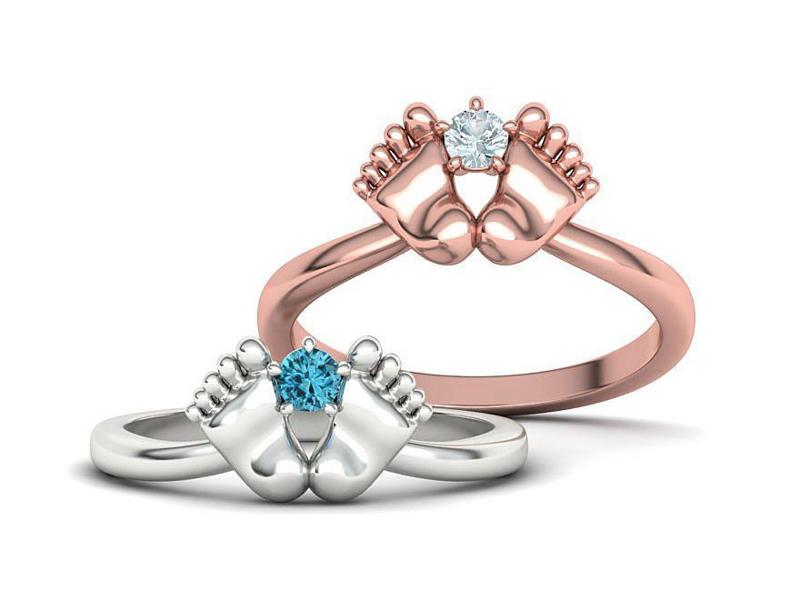 Baby Foot Ring Newborn Ring Birthstone 3dmodel