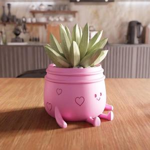 3D Sitting Cute Planters STL File - Gifts for Her, Planter Pot, Heart Decor, Ready to Print, Modern Home Decor, 3D Printing