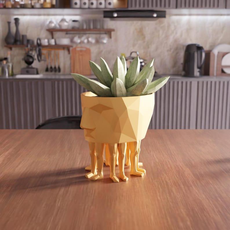 3D Human Leg and Face Planter STL File - Succulent Planter, Skull Decor, Indoor Planter, Desk Planter, 3D Print File