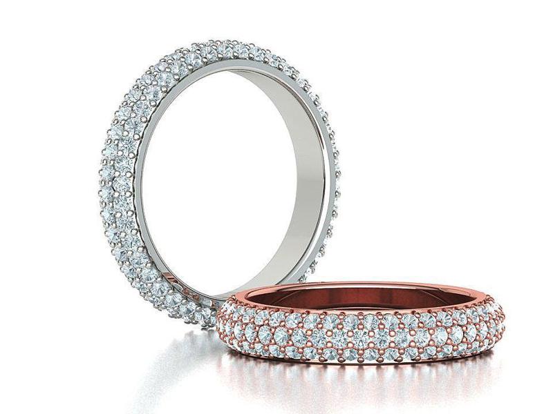 3 Row Pave Eternity Band Ring Diamond Band 3dprint model
