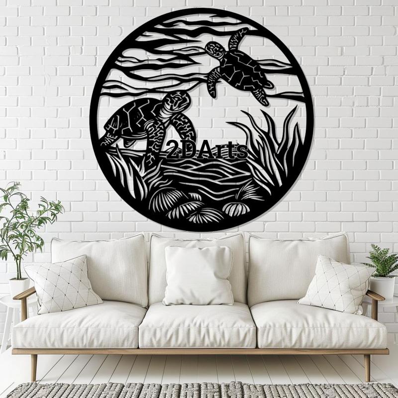 Turtles in Ocean 2D Wall Art/Window Art