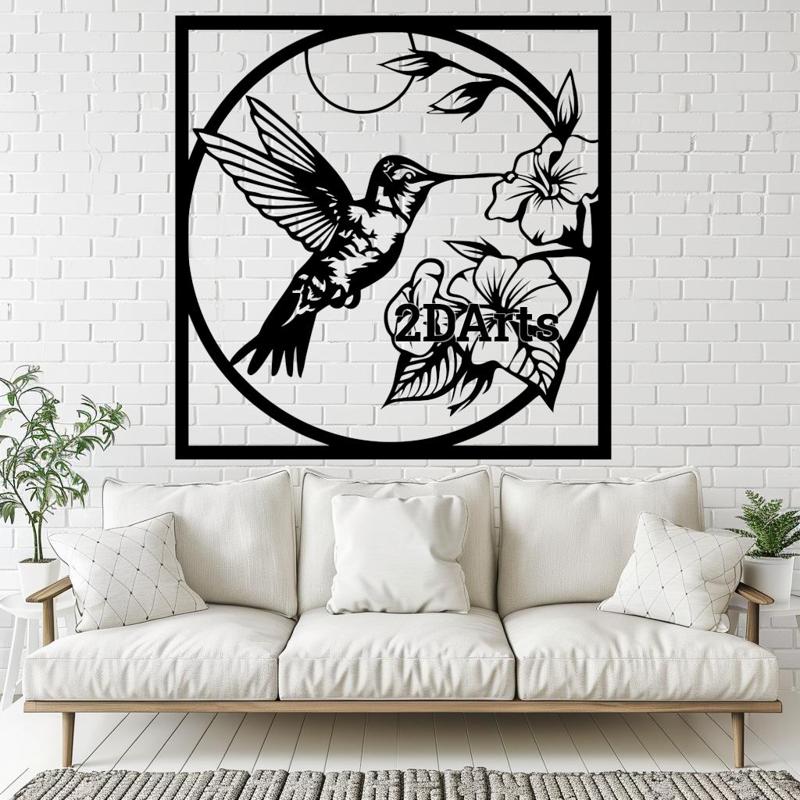 Hummingbird 2D Wall Art/Window Art - Digital STL & SVG File for 3D Printing or Laser Cutting