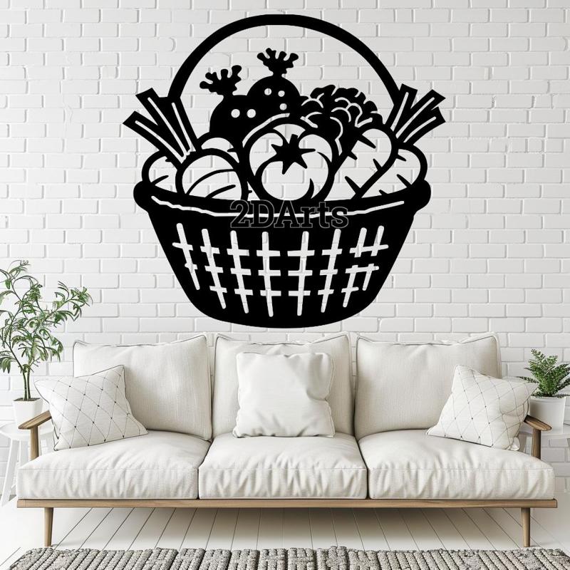 Vegetable Basket 2D Wall Art/Window Art - Digital STL & SVG File
