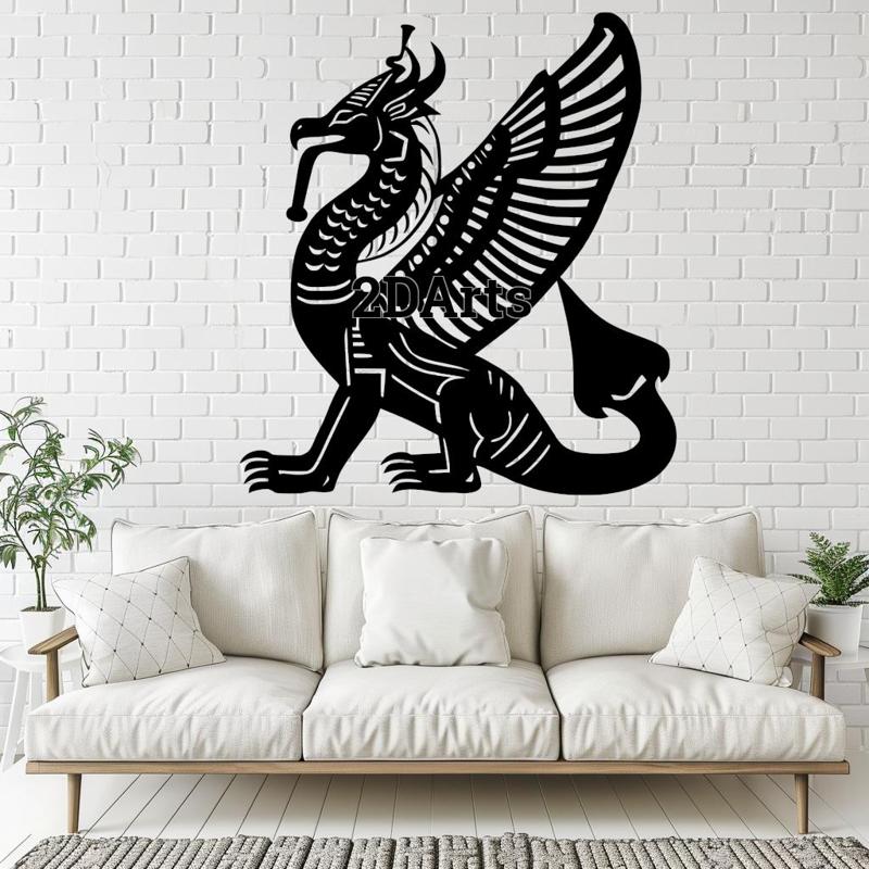 Egyptian Dragon 2D Wall Art/Window Art - Digital STL & SVG File for 3D Printing or Laser Cutting