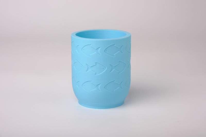 Ocean-Inspired Matte Blue Fish Pattern Vase