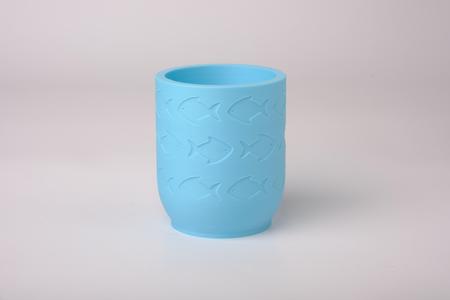 Ocean-Inspired Matte Blue Fish Pattern Vase