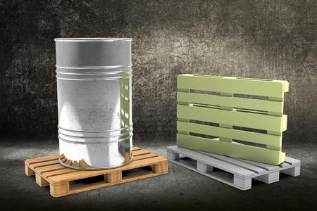 pallet with barrel