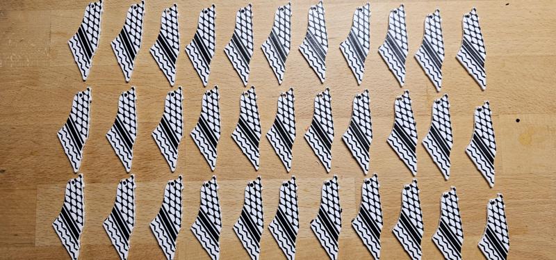 Palestine map with keffiyeh pattern