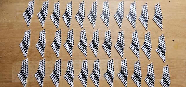 Palestine map with keffiyeh pattern
