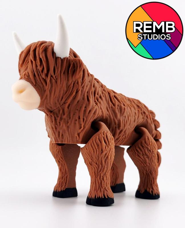 Flexi Highland Cow – Print-in-Place Articulated Model