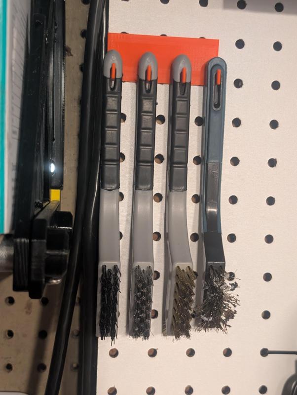 Pegboard slim wire brush holder - multiple sizes