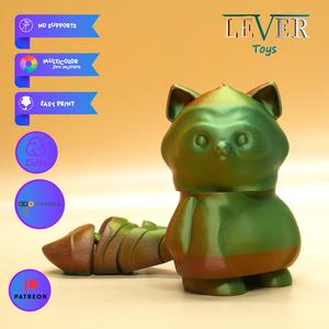 CUTE FLEXI RACCOON (ARTICULATED) PRINT-IN-PLACE LEVER TOYS