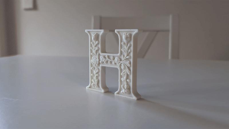 Standing Letter H in a Gypsum Floral Style