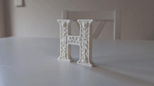 Standing Letter H in a Gypsum Floral Style
