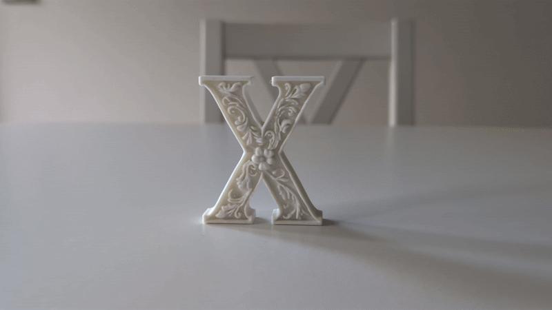 Standing Letter X in a Gypsum Floral Style