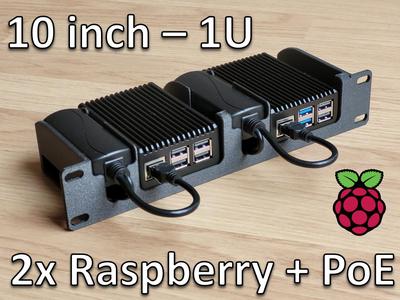 10 inch Rack - 1U - 2 Raspberry (5-4-3) with PoE