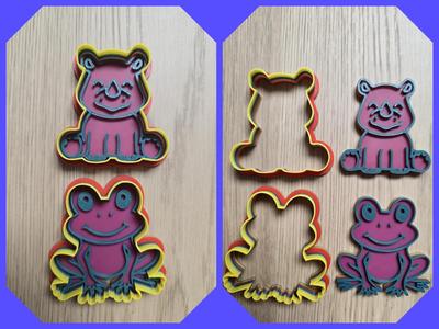 Rhino Frog Cookie Cutter Stamp Playdoh Dough Tool
