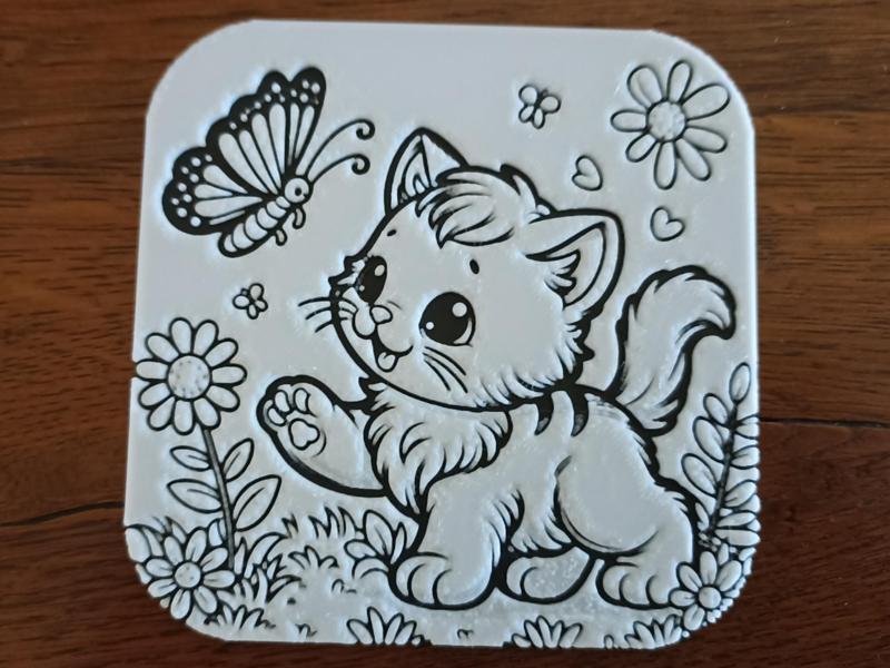 Kitten and butterfly coaster