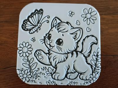 Kitten and butterfly coaster