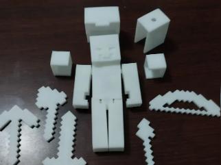Minecraft Steve and his armor with tools.