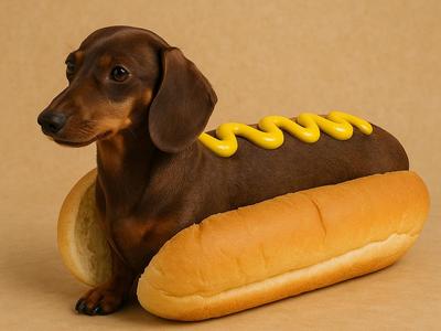 Cute Dachshund Dog "Hotdog"