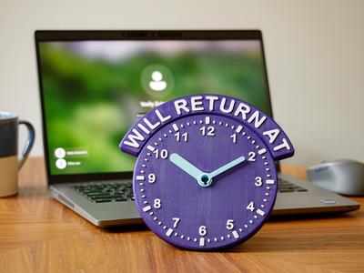 "Will Return At" Sign With Analogue Clock Face
