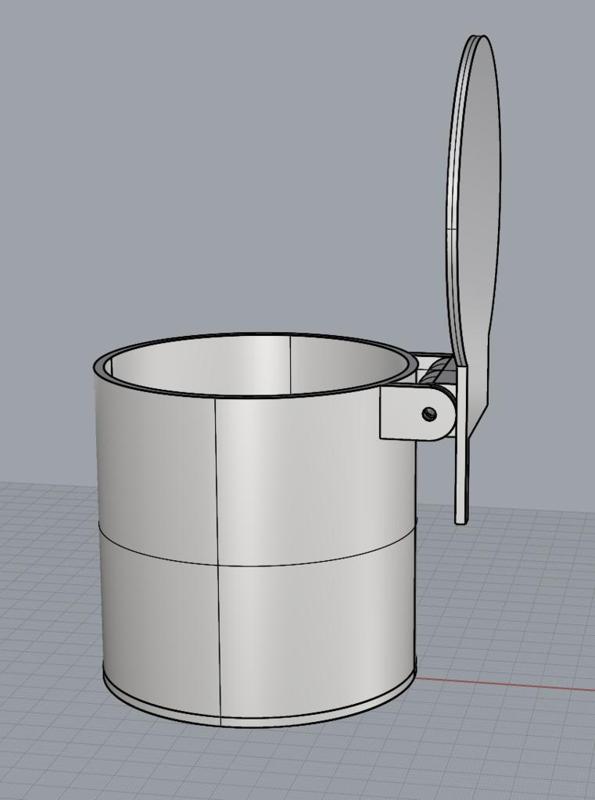 Container and lid  with lever