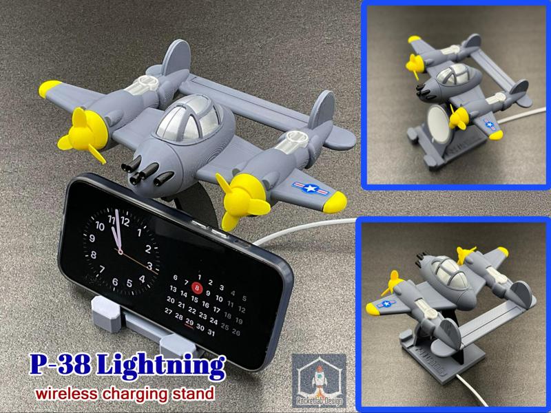 Cute P-38Lightning iphone Wireless Charging Stand 