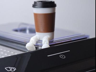 Coffee Cup with articulated legs and Keychain