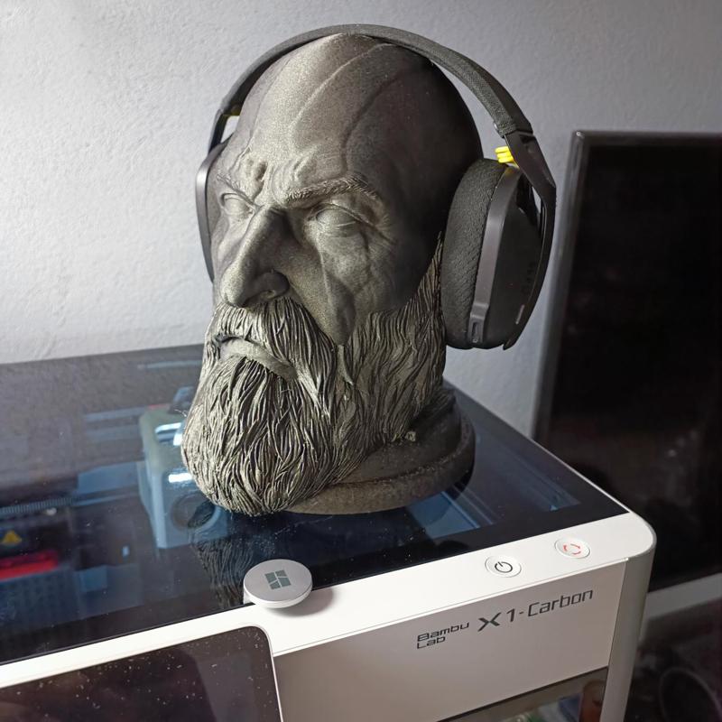 God of War Kratos head, headphone stand