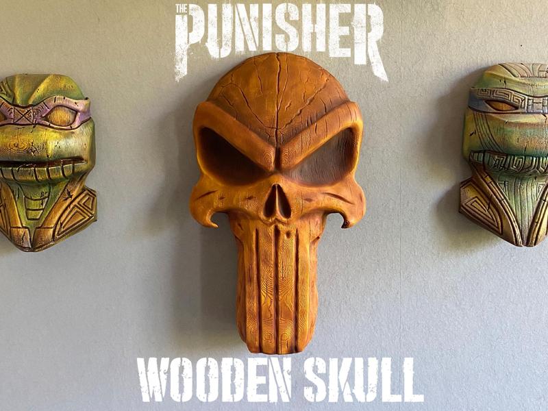Punisher Wooden Skull Wallart