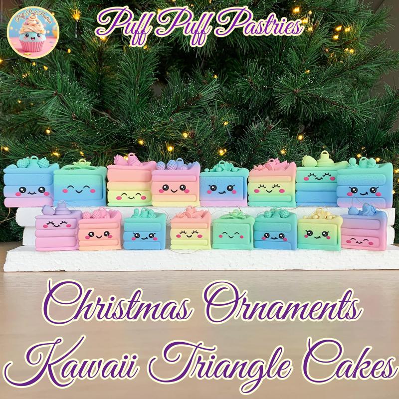 Christmas Ornaments Kawaii Triangle Cakes Family