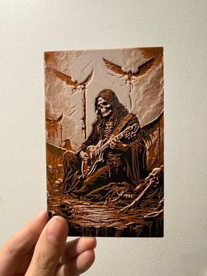 Skeleton Playing Guitar - Halloween Greeting Card 