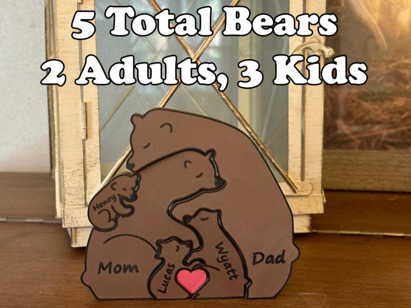 Personalized Interlocking Family Bears Family of 5
