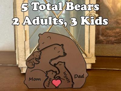 Personalized Interlocking Family Bears Family of 5