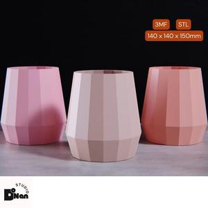Geometric Faceted Vase – 3D Printed Planter, Modern Home Decor STL File