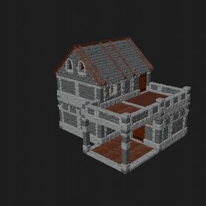 STL fantasy medieval stone houses for tabletop games 28mm scale
