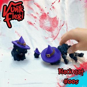 Halloween Black Cat MultiColor Flexi Print-In-Place + figure & keychain