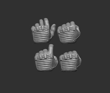 Gloved Hands Set of 4 – Hands for Action Figures 3D print model