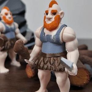ARTICULATED Hill Giant, Hill Warrior, Print-in-Place, Easy Print!