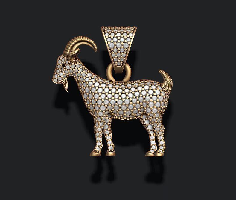 Goat pendant with gems