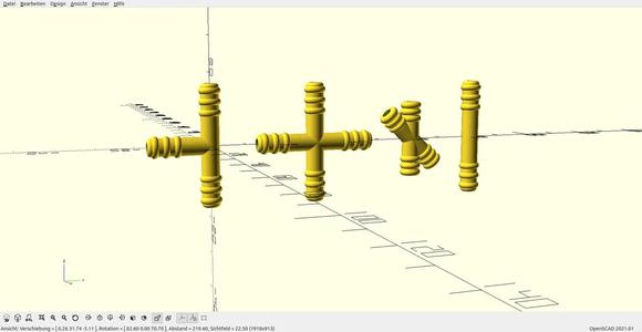 pipe connector  / Schlauchverbinder / anpassbares / customizable OpenSCAD- Script