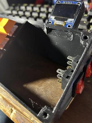 0.96″ oled and two snap fit toggle switches modified base.