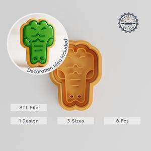 Crocodile Shape Cutter & Stamp Set, Reptile Cookie & Fondant Tool, 3 Sizes, 6 Pieces, Perfect for Baking & Decorating PRODUCT_1276