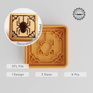Halloween Spider Web Cookie Cutter & Stamp Set, 3 Sizes, Spooky Arachnid Web Decoration PRODUCT_801