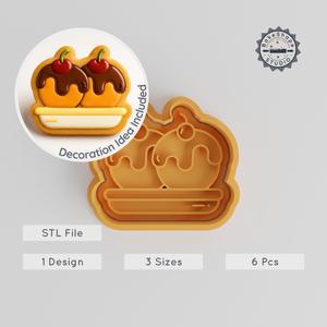 Apple Cake Cookie Cutter & Stamp, 3 Sizes Set, Dessert Pastry Bakery Treat, Perfect for Fondant, Food Decoration Tool PRODUCT_747