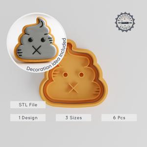 Smiling Poop Shape Cutter & Stamp Set, Cookie & Fondant, 3 Sizes S/M/L, Fun Emoji Design PRODUCT_358