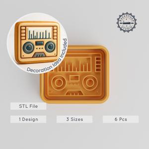 Radio Shape Cutter & Stamp, Perfect for Cookies & Fondant, Music Player, Electronics, S/M/L, 6-Piece Set PRODUCT_2703