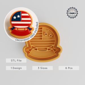 4th of July Cookie Cutter & Stamp Set, Independence Day Stars and Stripes, 6 Pieces, S/M/L Sizes PRODUCT_2833